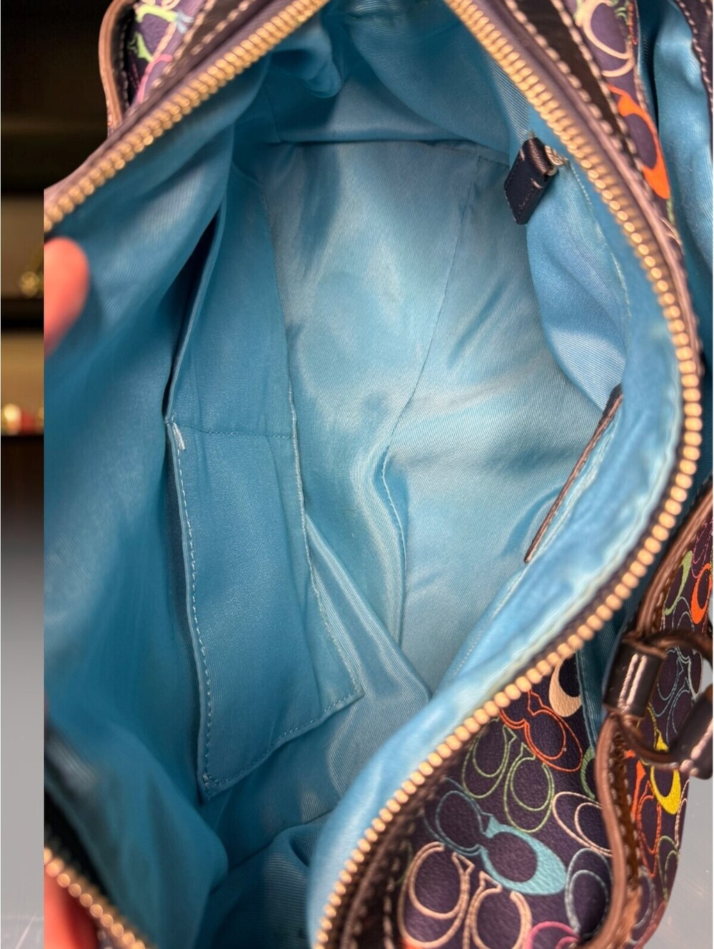 Coach Multicolor Signature C Satchel F15182 + Matching Wallet Y2K Set - Picture 7 of 12